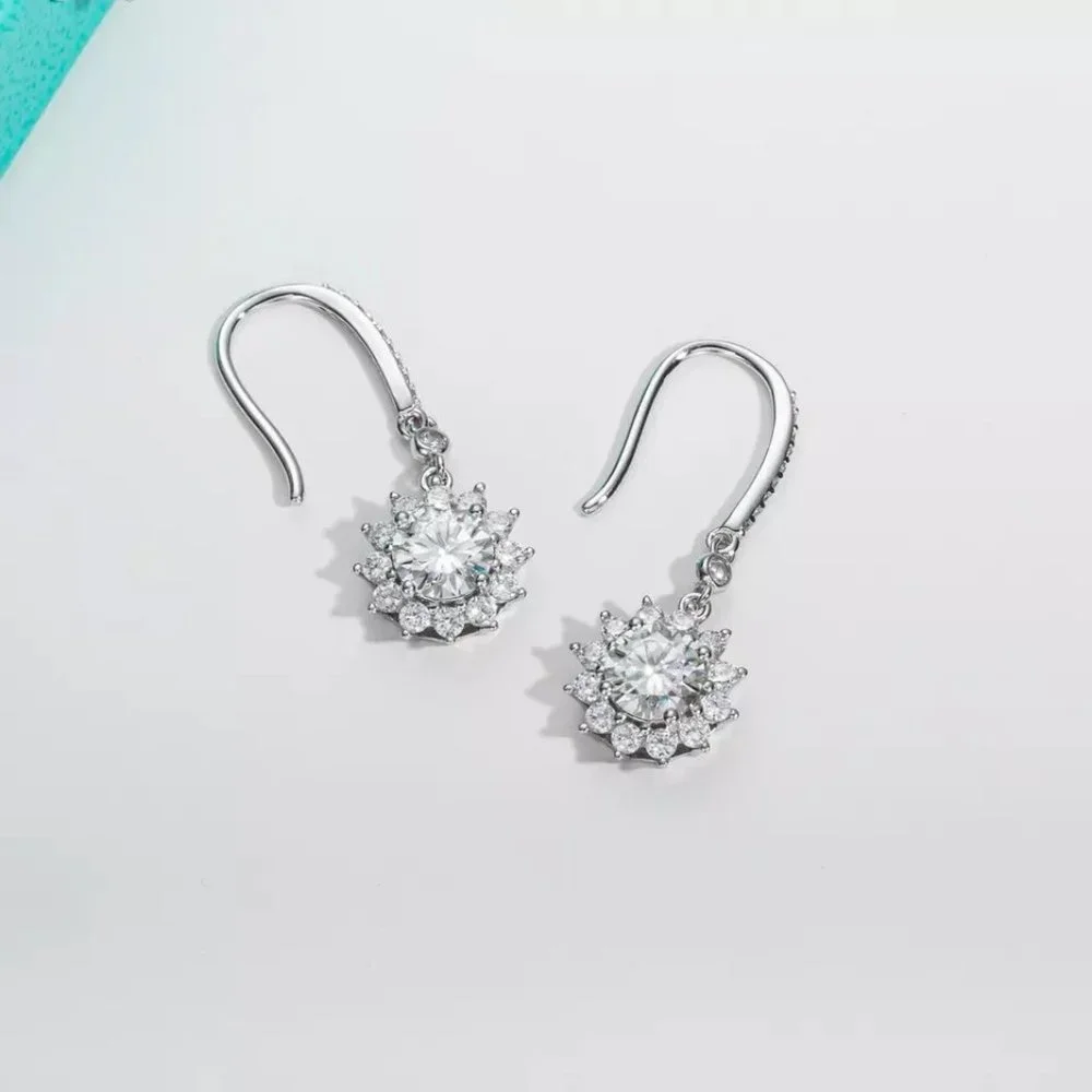 Certified 2ct. t.w. Diamond Brilliant Cut Flower Earrings - Picture 5 of 16
